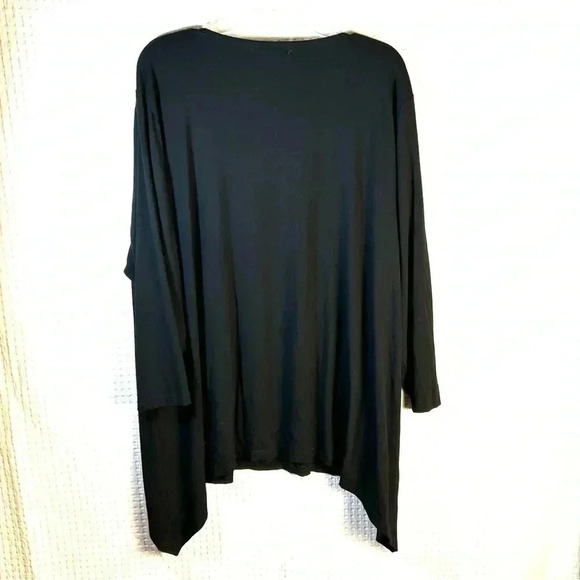 Gardy Womens Size XXL Tunic Top Shark-bite Hem Zebra Print Trim Lagenlook Pocket - Picture 1 of 8